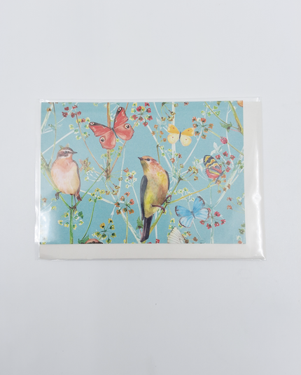 wenskaart vogels en vlinders