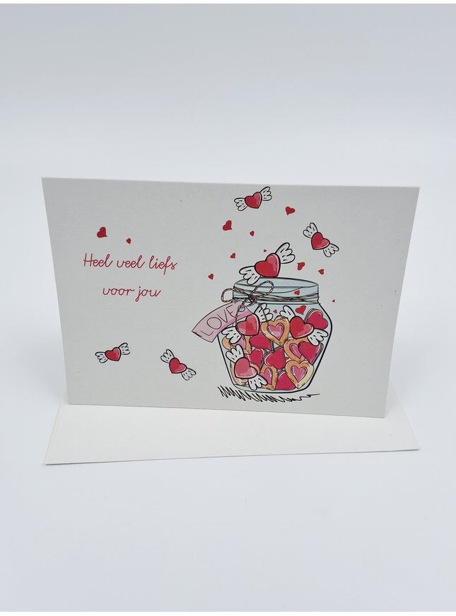 Greeting card jar of hearts