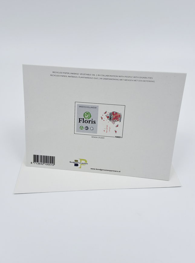 Wenskaart potje hartjes