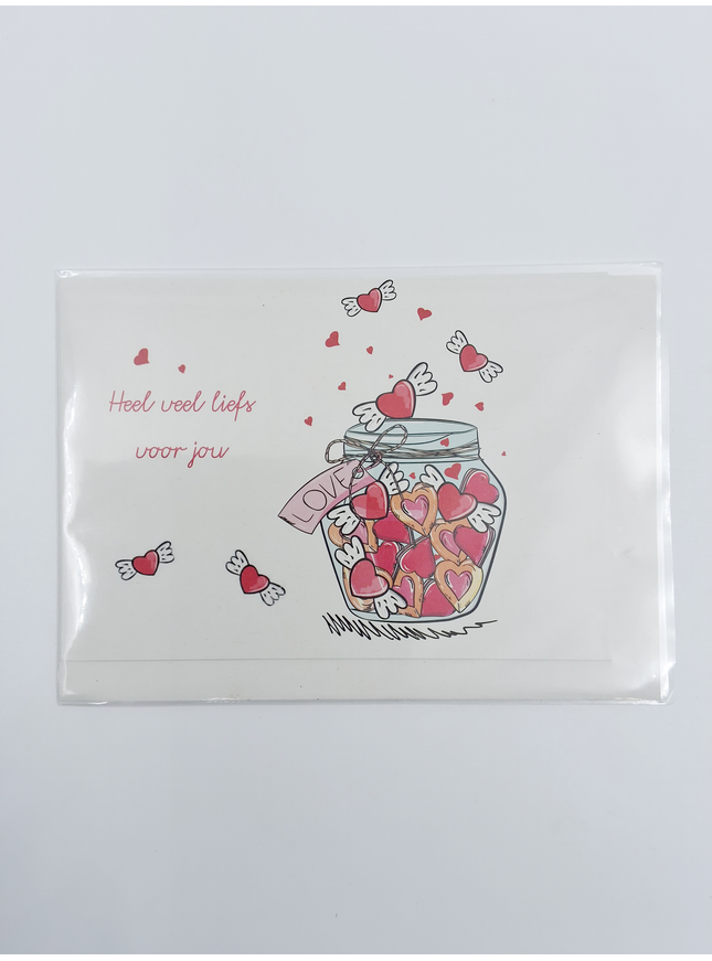 Greeting card jar of hearts
