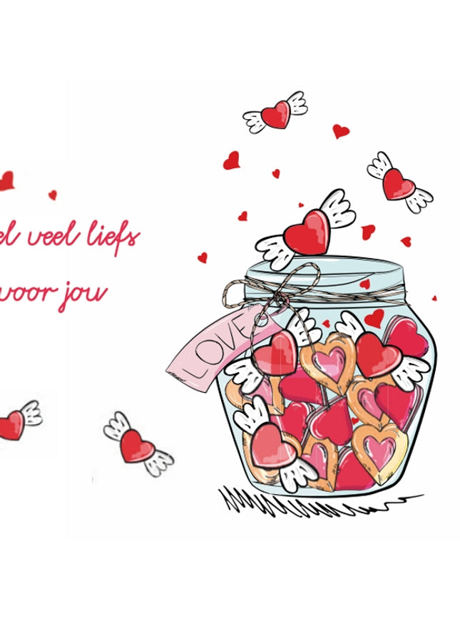 Greeting card jar of hearts
