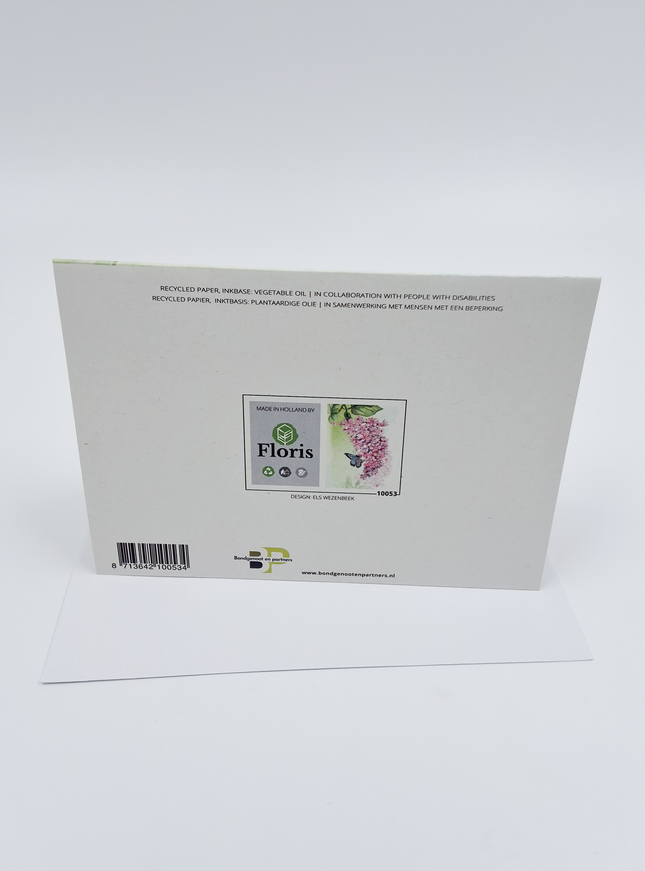 Wenskaart vlinder op bloementak