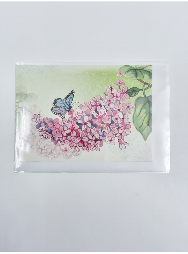 Wenskaart vlinder op bloementak