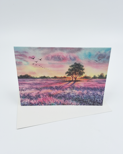 Wenskaart purperen heide