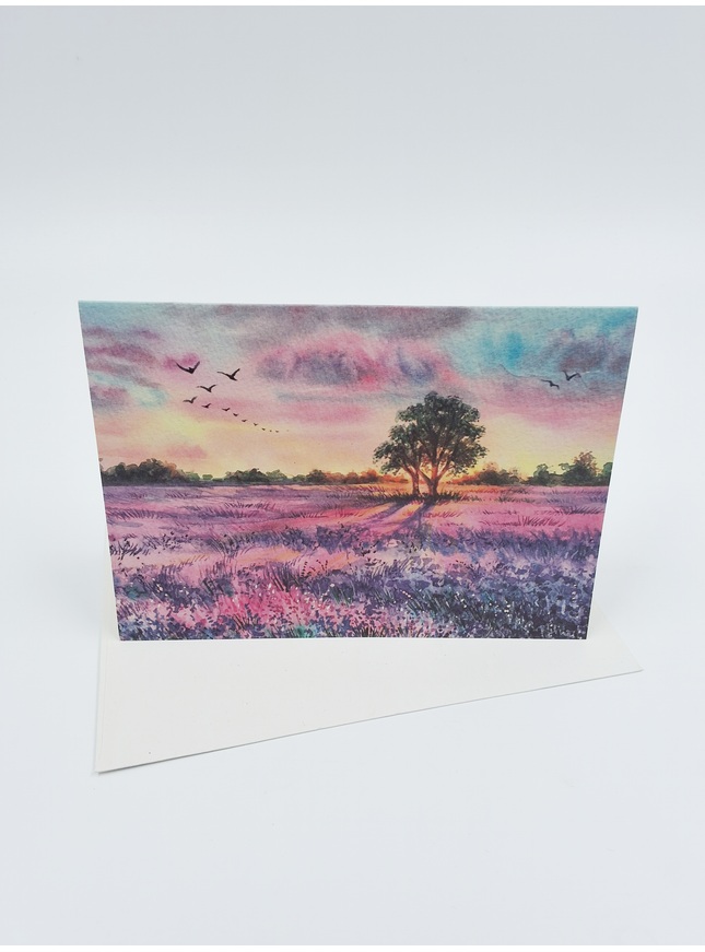 Purple heather greeting card