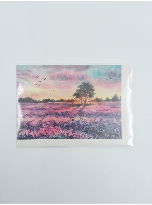 Purple heather greeting card