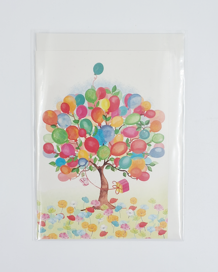 Wenskaart boom vol met ballonnen