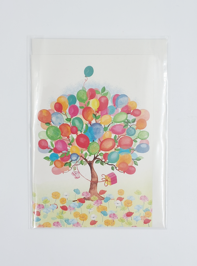 Wenskaart boom vol met ballonnen