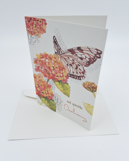 Wenskaart vlinder, met oprechte deelneming