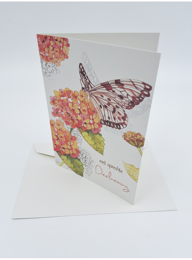 Wenskaart vlinder, met oprechte deelneming