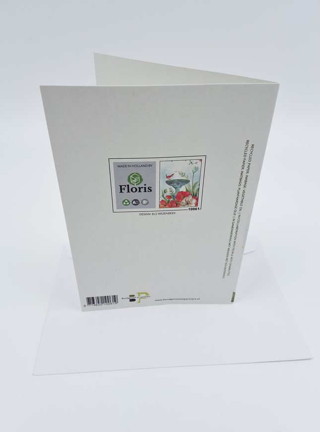 Wenskaart vogel op fontein