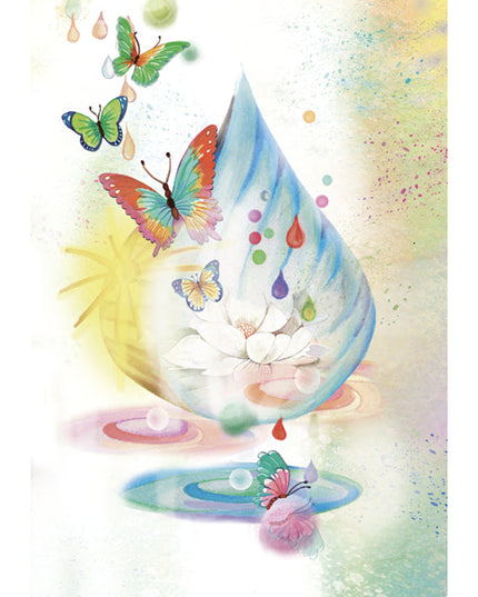 Wenskaart vlinders en een druppel