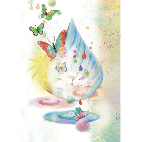 Wenskaart vlinders en een druppel