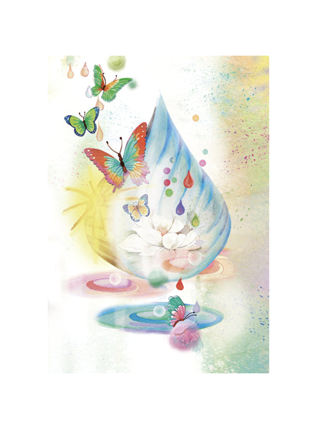 Wenskaart vlinders en een druppel