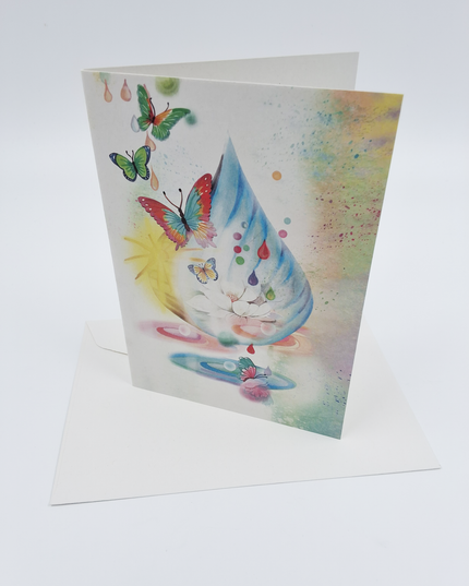 Wenskaart vlinders en een druppel