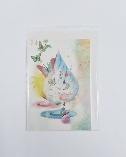 Wenskaart vlinders en een druppel