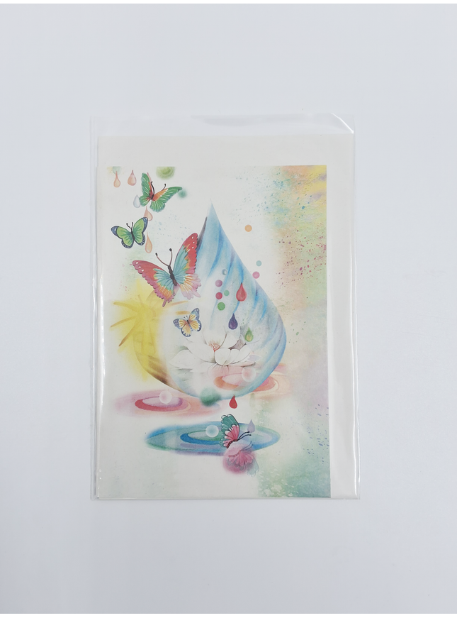 Wenskaart vlinders en een druppel