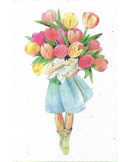 Wenskaart meisje met tulpen