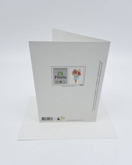 Wenskaart meisje met tulpen