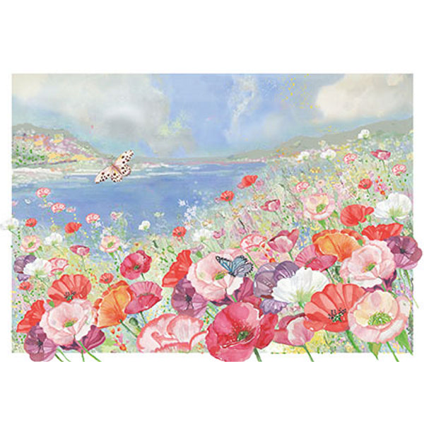 Wenskaart klaprozenveld