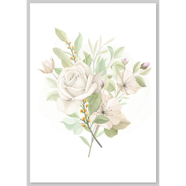 Wenskaart witte bloemen