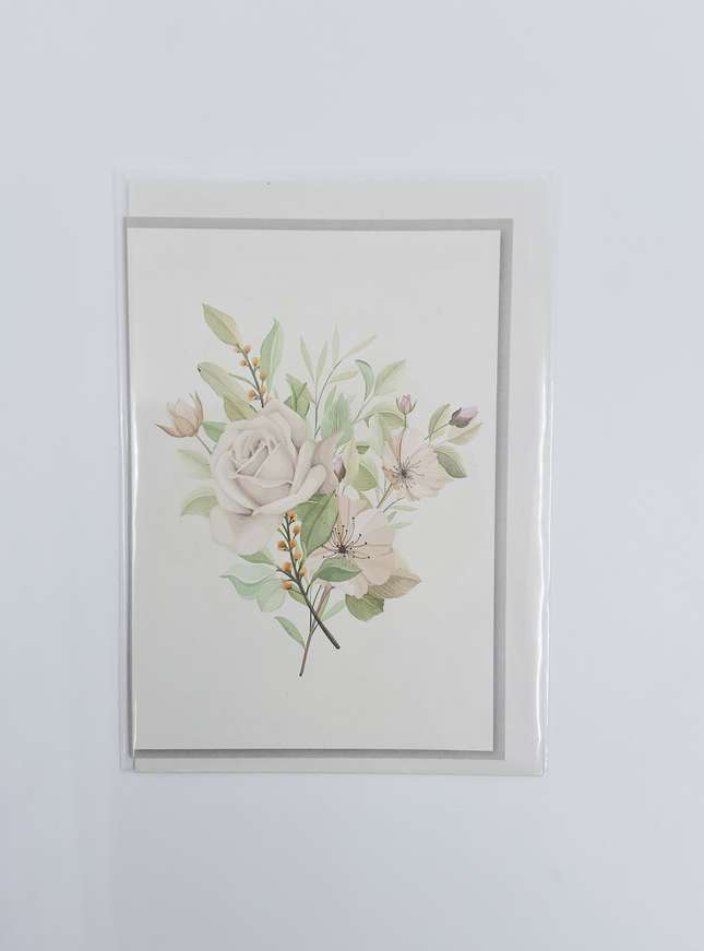 Wenskaart witte bloemen