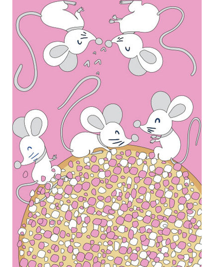 Wenskaart roze beschuit en muisjes