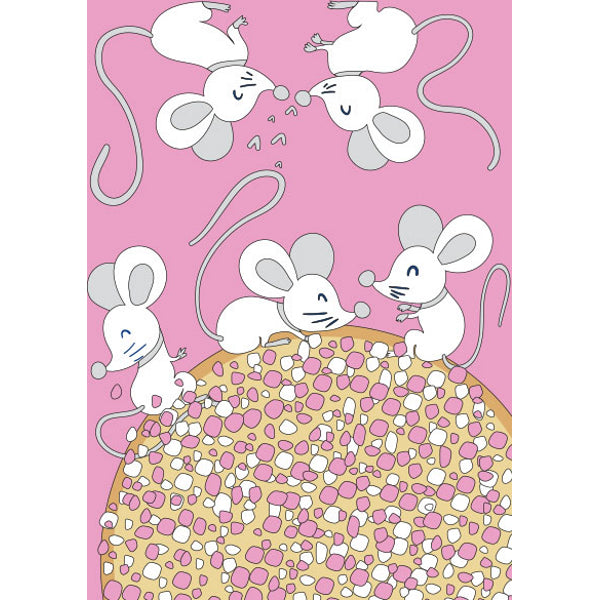 Wenskaart roze beschuit en muisjes