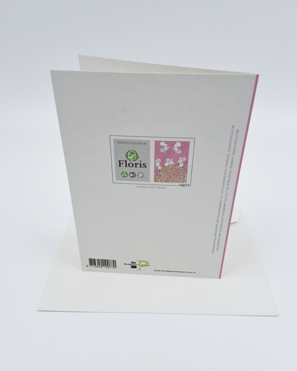 Wenskaart roze beschuit en muisjes