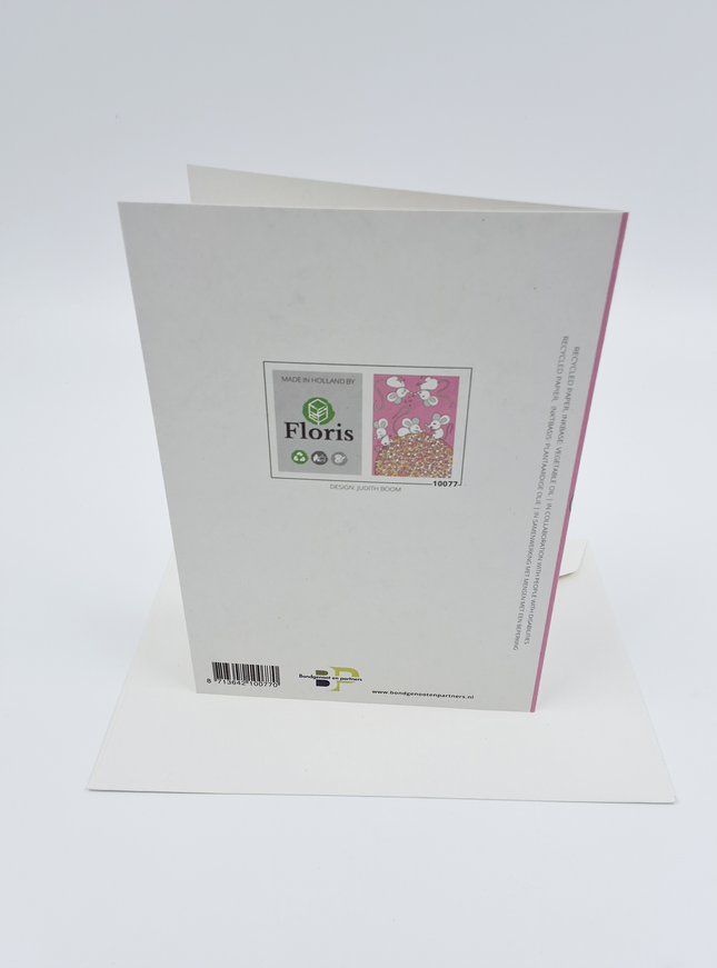 Wenskaart roze beschuit en muisjes