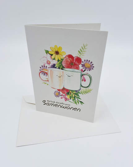 Wenskaart mokken samenwonen