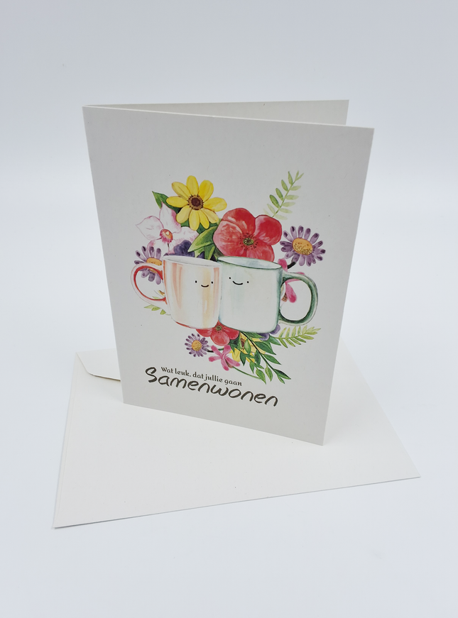 Wenskaart mokken samenwonen