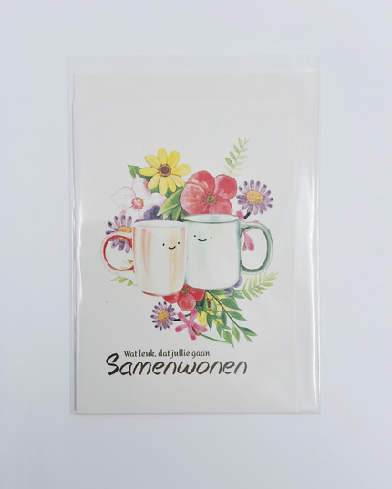 Wenskaart mokken samenwonen