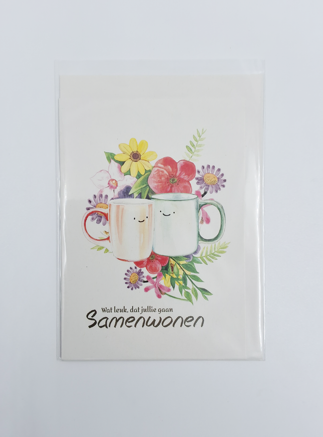 Wenskaart mokken samenwonen