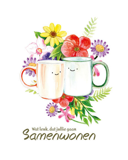 Wenskaart mokken samenwonen