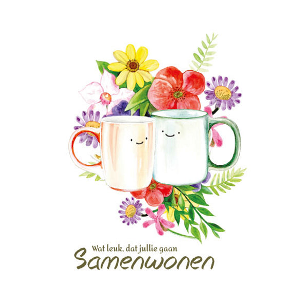 Wenskaart mokken samenwonen