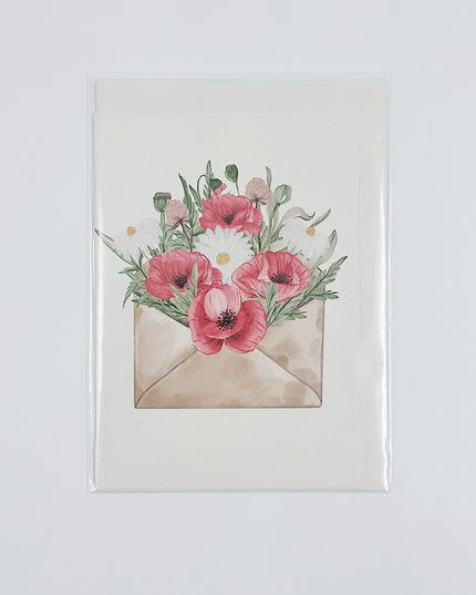 Wenskaart enveloppe met bloemen