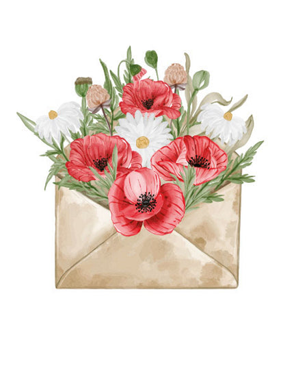 Wenskaart enveloppe met bloemen