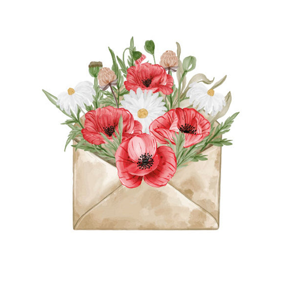 Wenskaart enveloppe met bloemen
