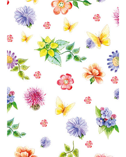 Wenskaart bloemen met vlinders