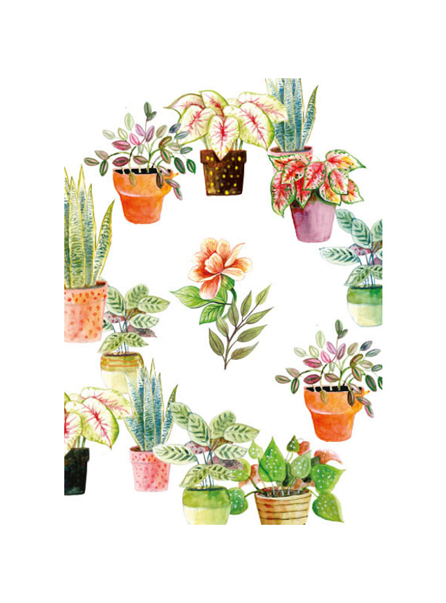 Greeting card ring of plants