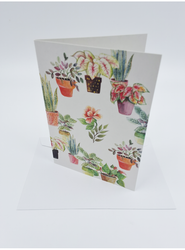 Greeting card ring of plants