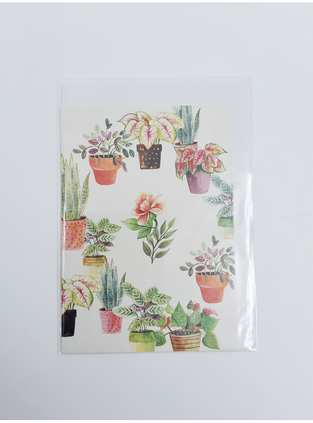 Greeting card ring of plants