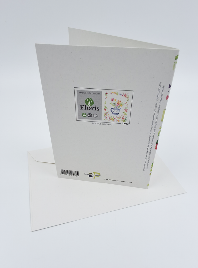 Wenskaart theepot met bloemen