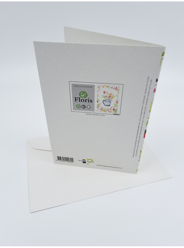 Wenskaart theepot met bloemen