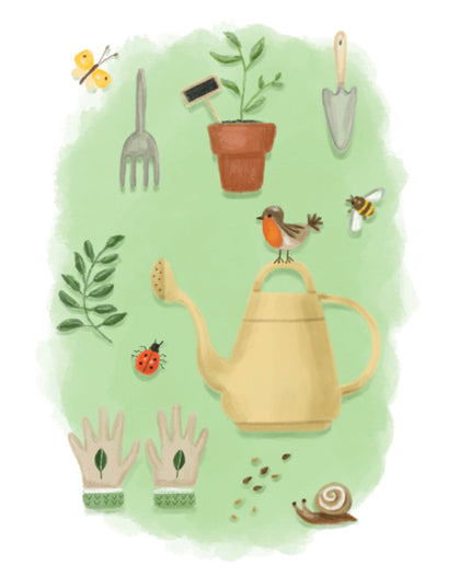 Wenskaart tuin gereedschap