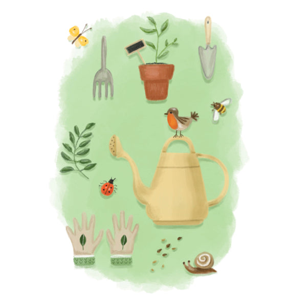 Wenskaart tuin gereedschap