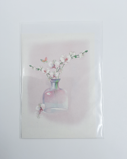 Wenskaart bloementak in Vaas