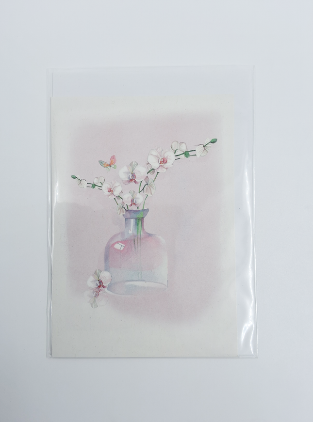 Wenskaart bloementak in Vaas