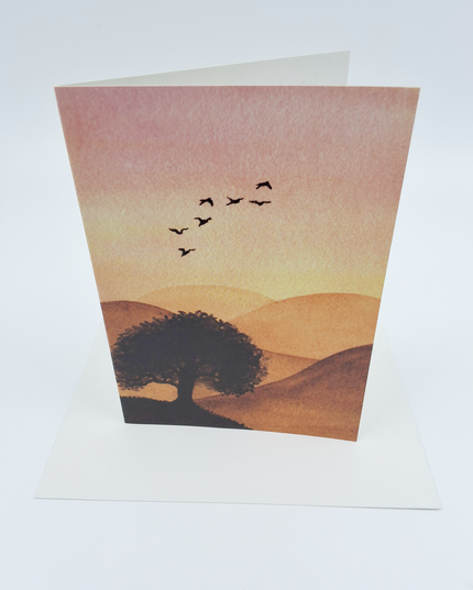 Wenskaart boom en vogels